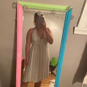 White and black striped dress